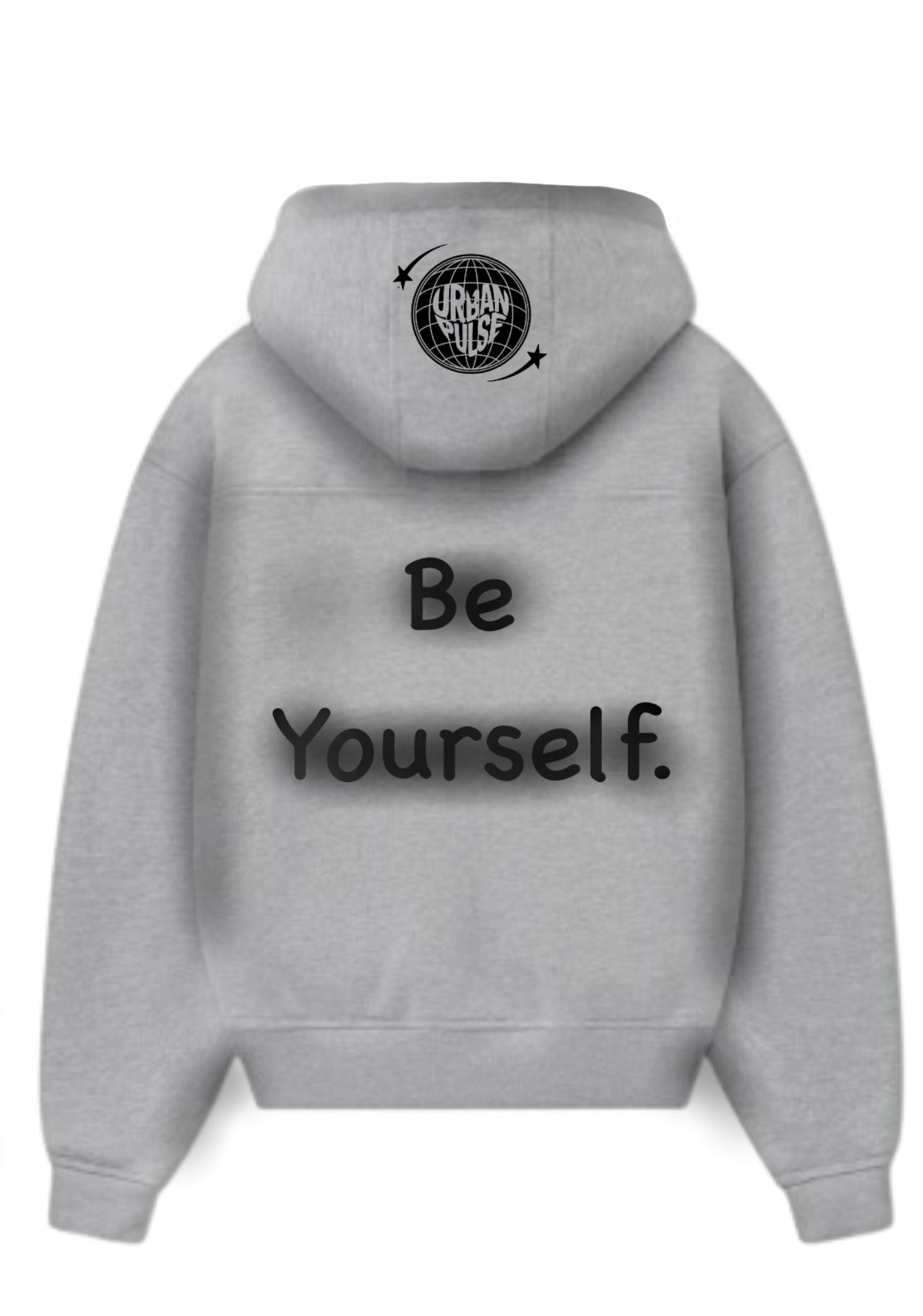 Gray “be yourself” puff print hoodie